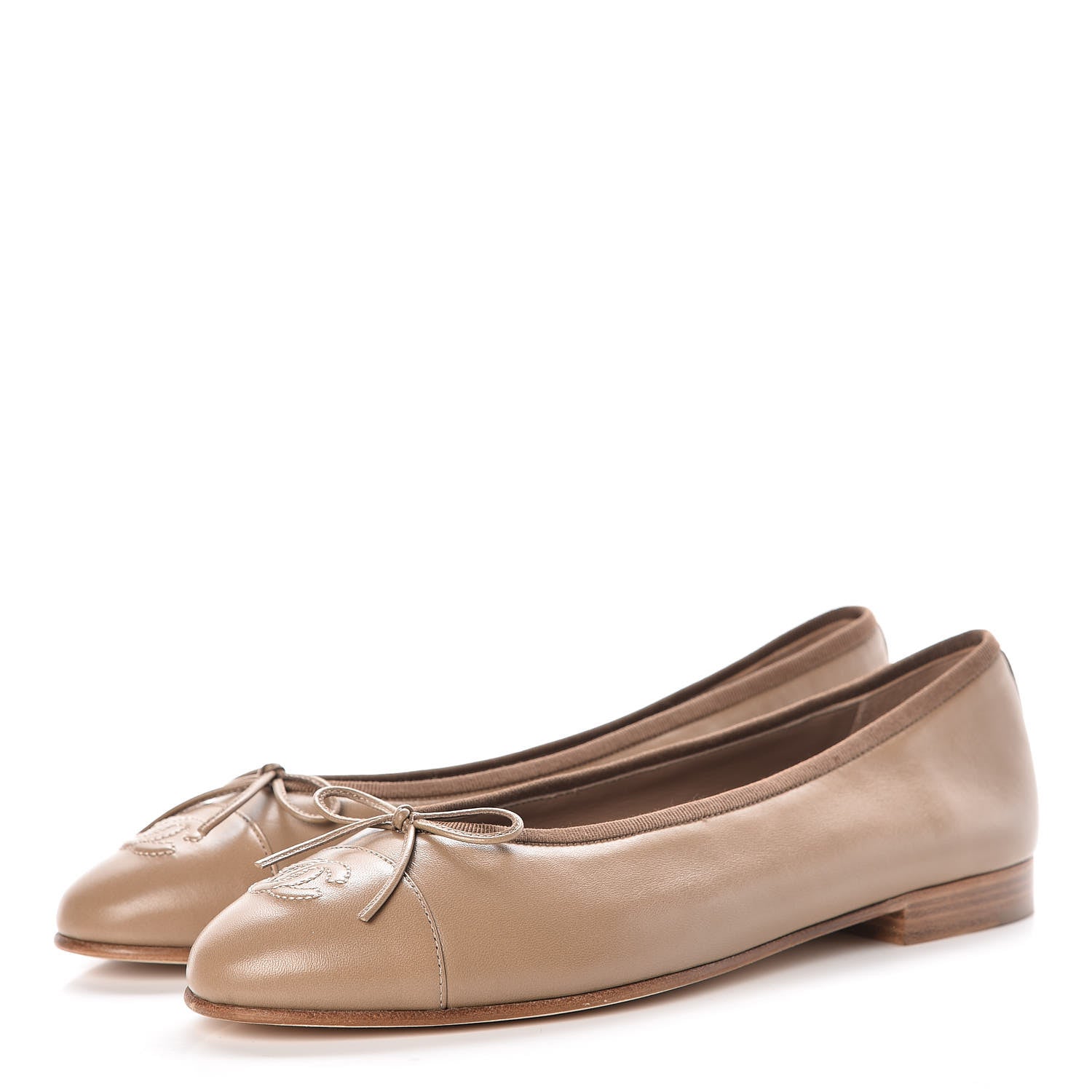 Chanel Lambskin Cap Toe Ballerina Flats 39.5 Light Brown 3 of 9