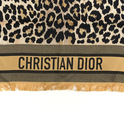 Christian Dior Silk Leopard Print Fringe Scarf Fantai 2 of 4
