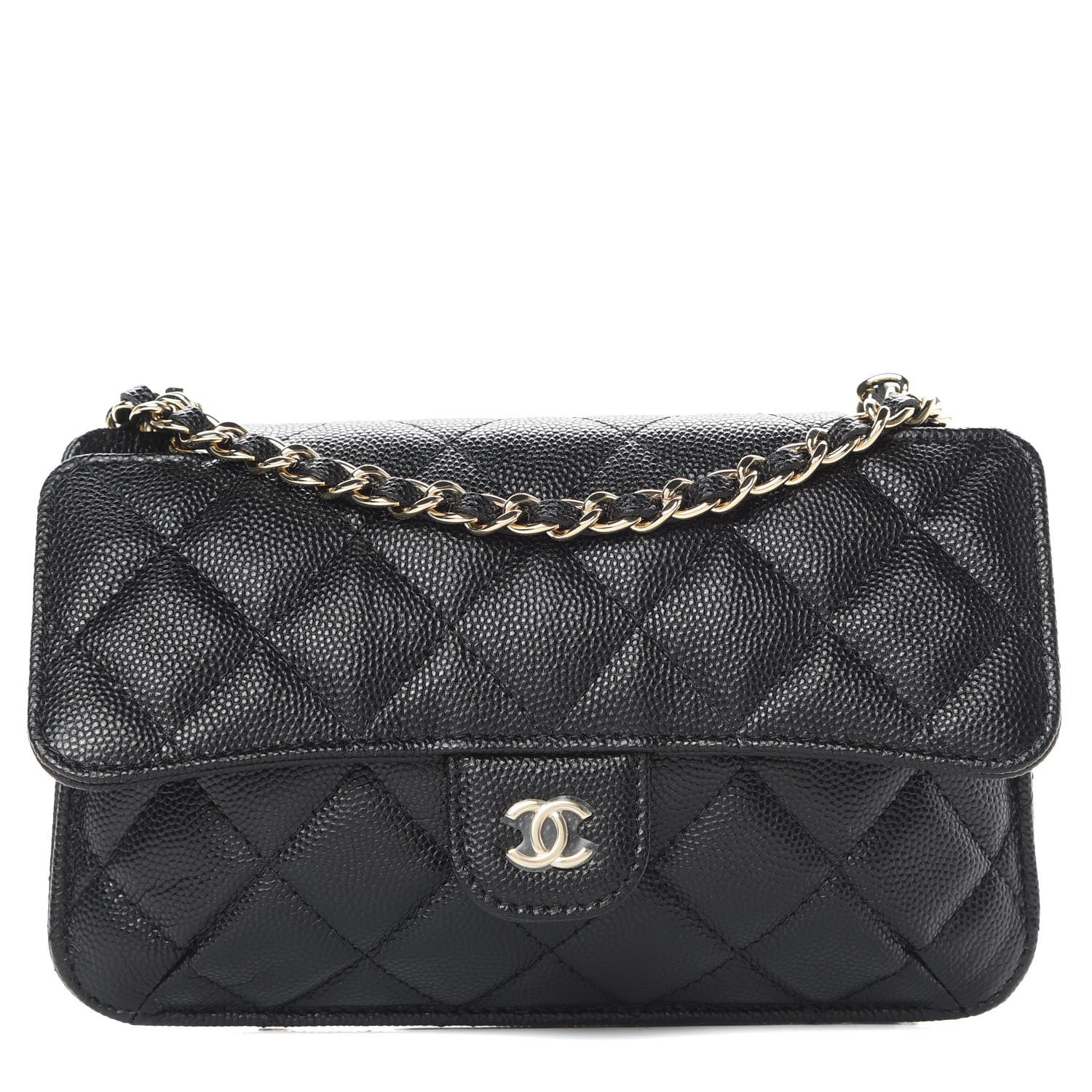 Chanel Caviar Fabric Quilted Foldable Tote With Chain Black Multicolor 1 of 18