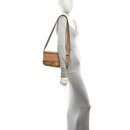 Fendi Nappa FF 1974 Embossed Baguette Miele Scuro 2 of 10