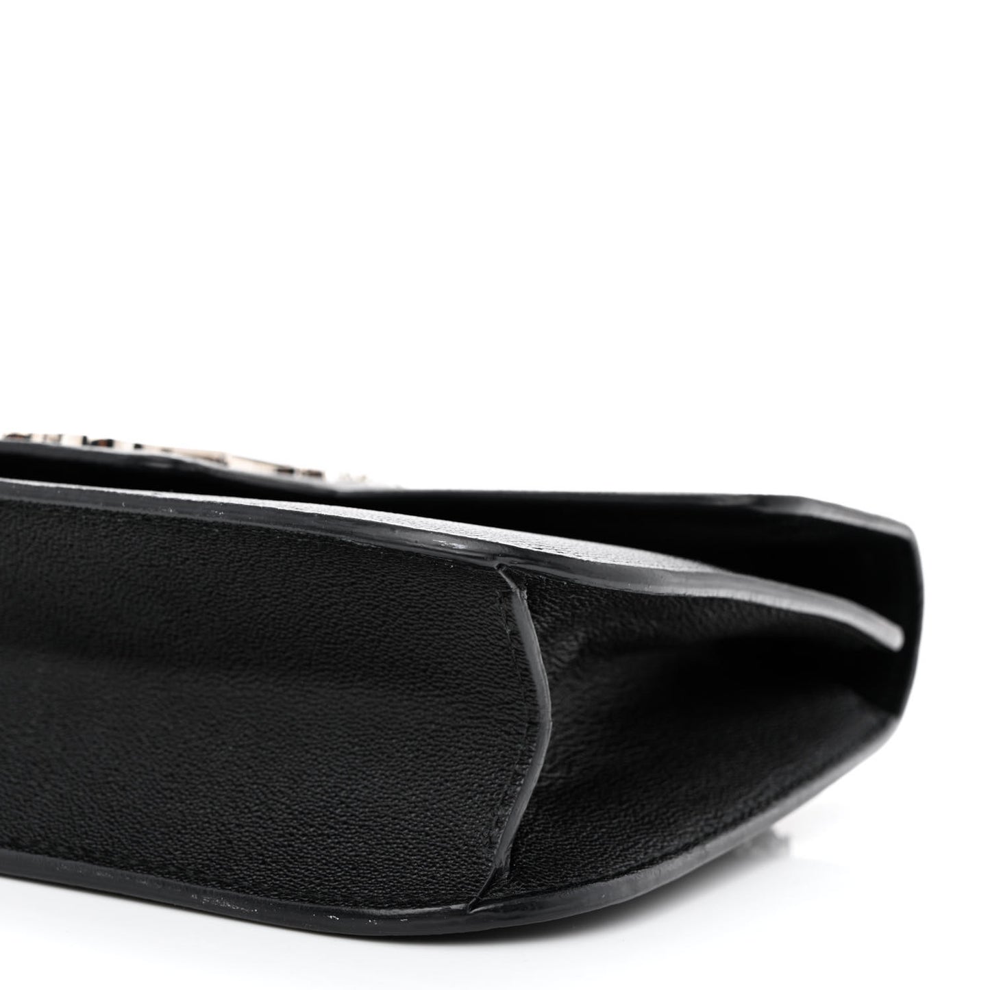 Grained Calfskin Hand Appliqued Medium Insignia Flap Black