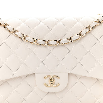 Chanel Caviar Quilted Jumbo Double Flap White 8 of 11