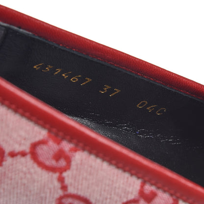 Gucci Canvas GG Monogram Horsebit Womens Jordaan Loafers 37 Gardenia Hibiscus Red 8 of 9