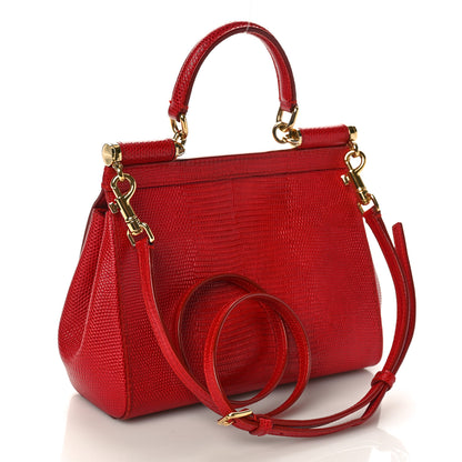 Dolce & Gabbana Stampa Iguana Crystal Small Miss Sicily Satchel Red 3 of 9