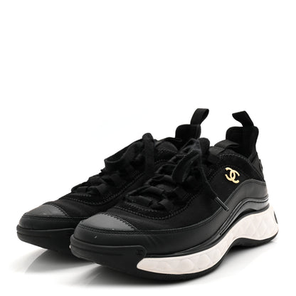 Chanel Velvet Calfskin Mixed Fibers CC Sneakers 36.5 Black 3 of 10