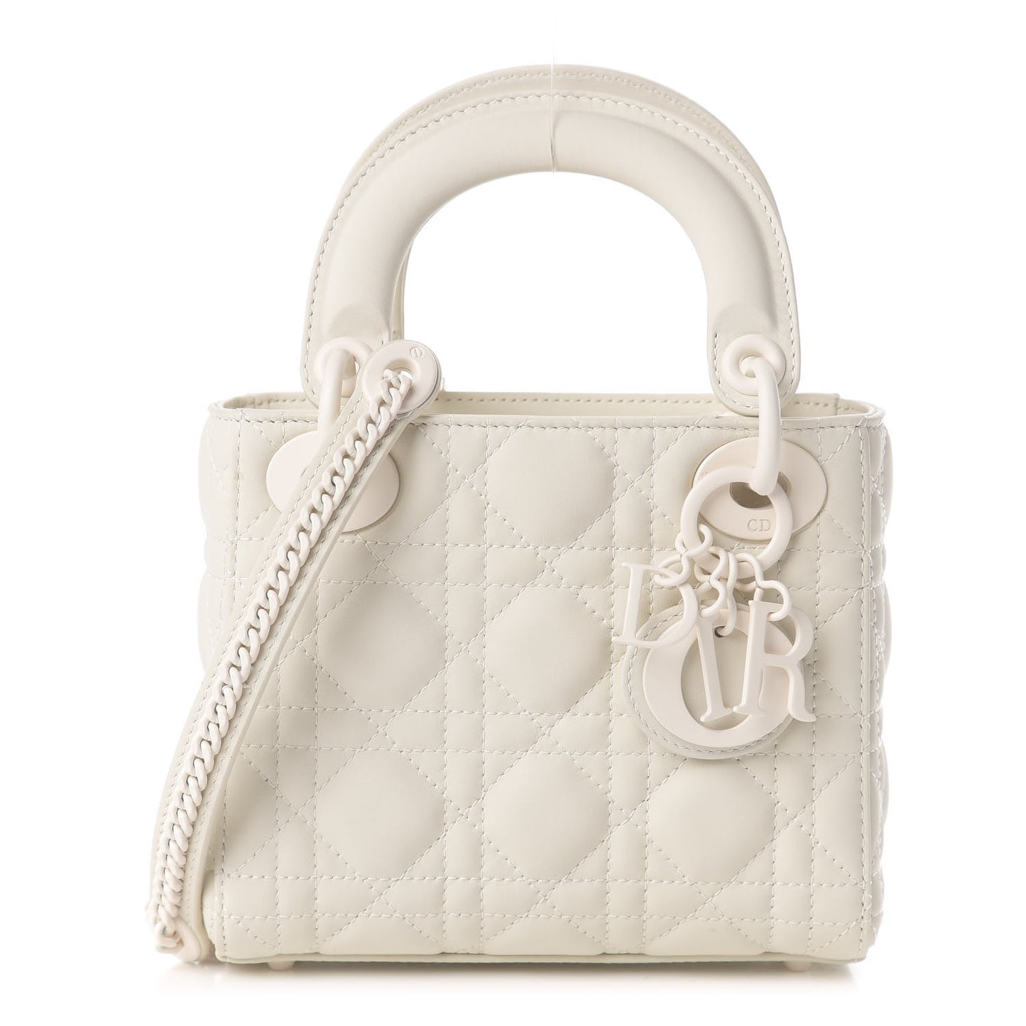 Ultra Matte Calfskin Cannage Mini Lady Dior White