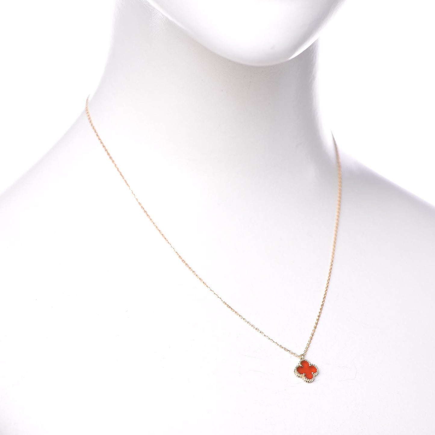 18K Rose Gold Carnelian Sweet Alhambra Pendant Necklace