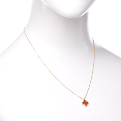 Van Cleef & Arpels 18K Rose Gold Carnelian Sweet Alhambra Pendant Necklace 2 of 7