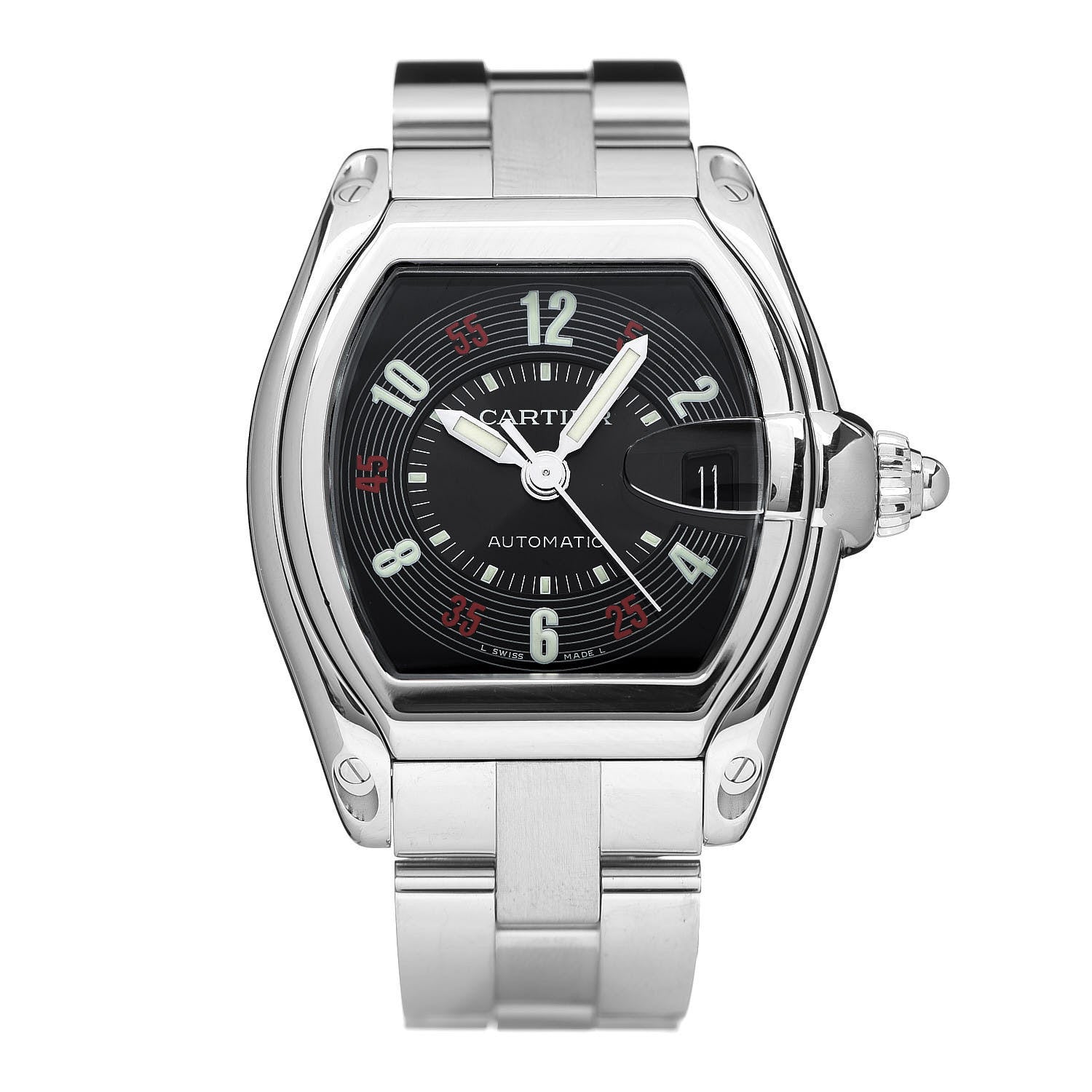 Cartier Stainless Steel 37mm Roadster Automatic Watch Black 1 of 5