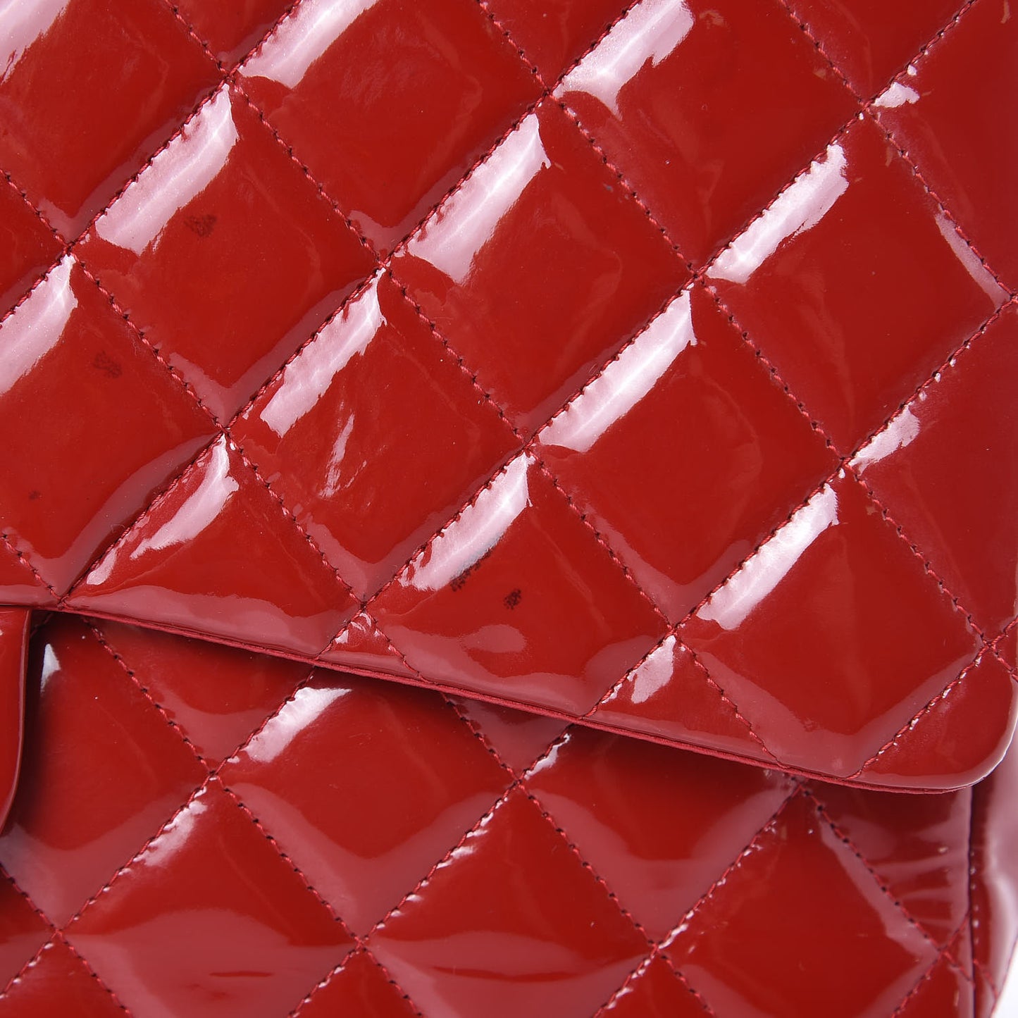 Patent Quilted Maxi Double Flap Red