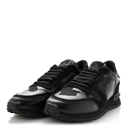 Valentino Garavani Nappa Suede Camouflage Womens Rockrunner Sneakers 39.5 Black 4 of 12