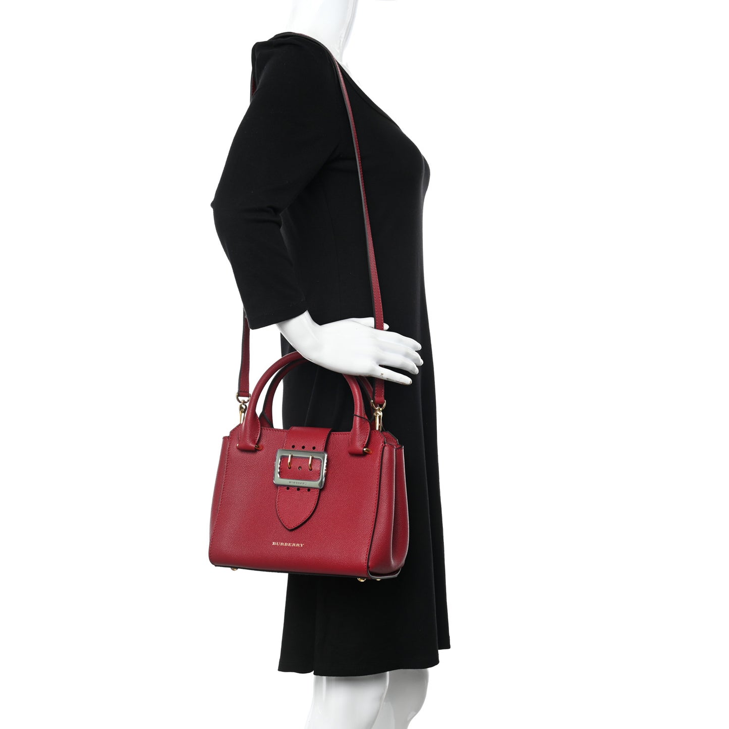 Soft Grain Calfskin Small Buckle Tote Parade Red