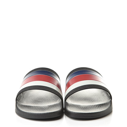 Gucci Rubber Web Mens Pool Slide Sandals 8 Black Mystic White Hibiscus Red Marine 2 of 7