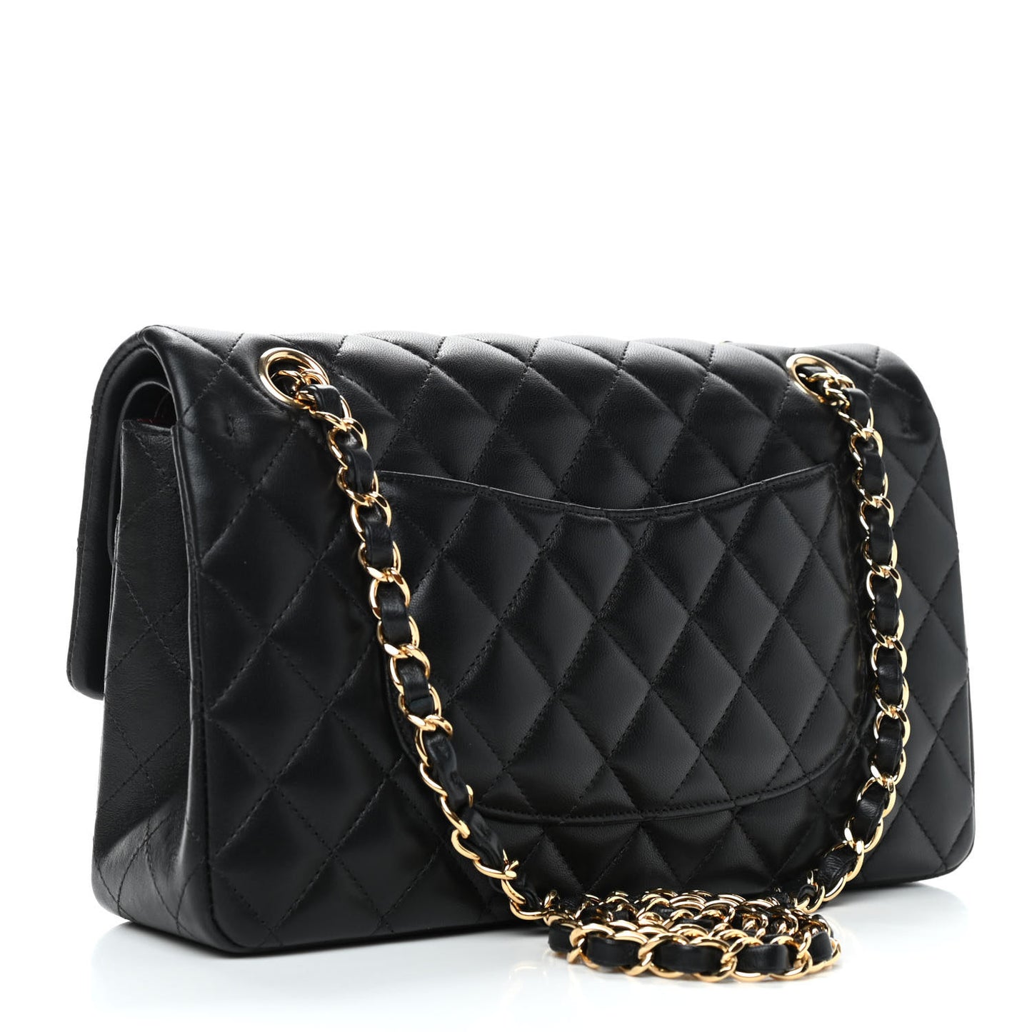 Lambskin Quilted Medium Double Flap Black