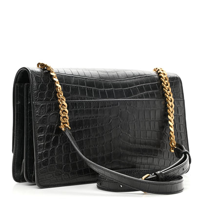 Saint Laurent Calfskin Crocodile Embossed Monogram Medium Sunset Black 2 of 10
