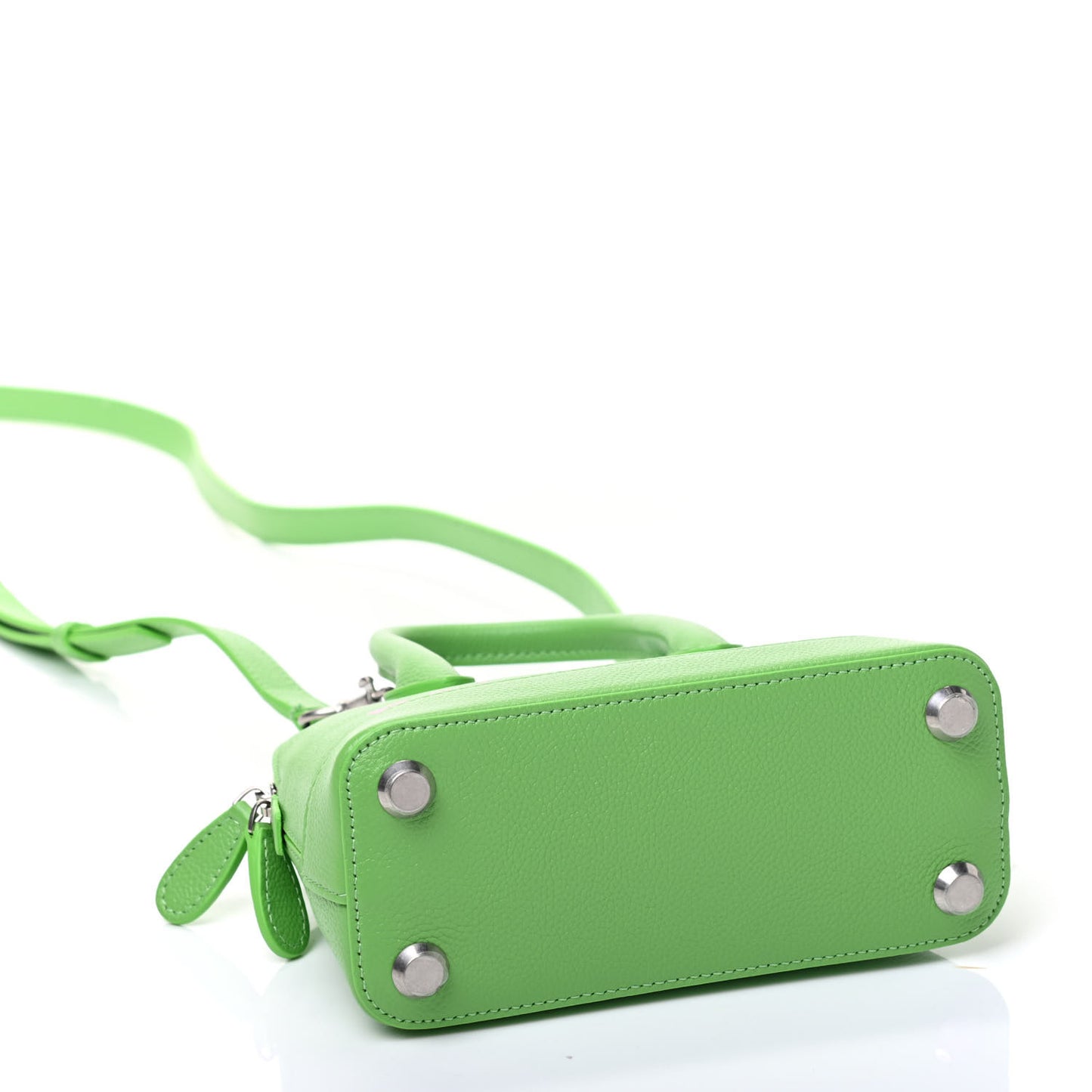 Grained Calfskin XXS Ville Top Handle Bag Light Green Fuchsia