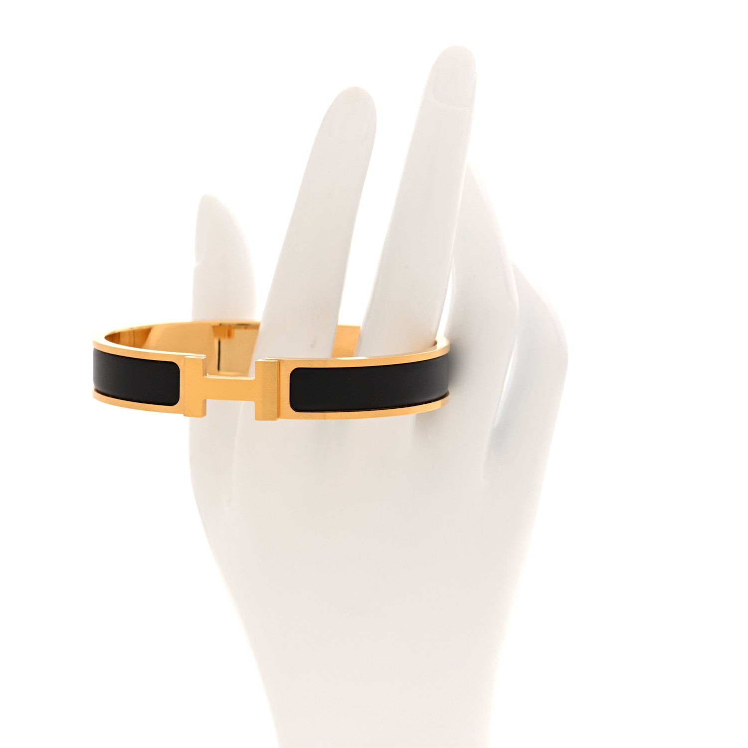 Hermes Matte Enamel Narrow Clic Clac HH Bracelet Black 2 of 5