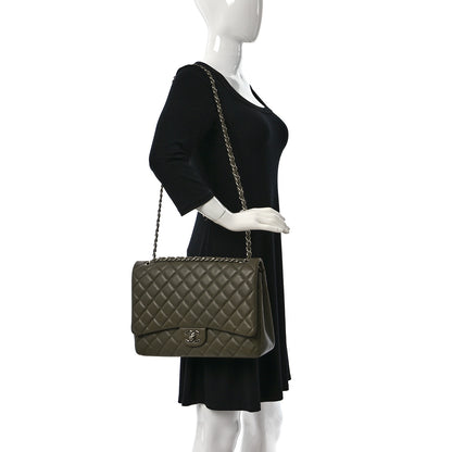 Chanel Lambskin Quilted Maxi Double Flap Green 2 of 10