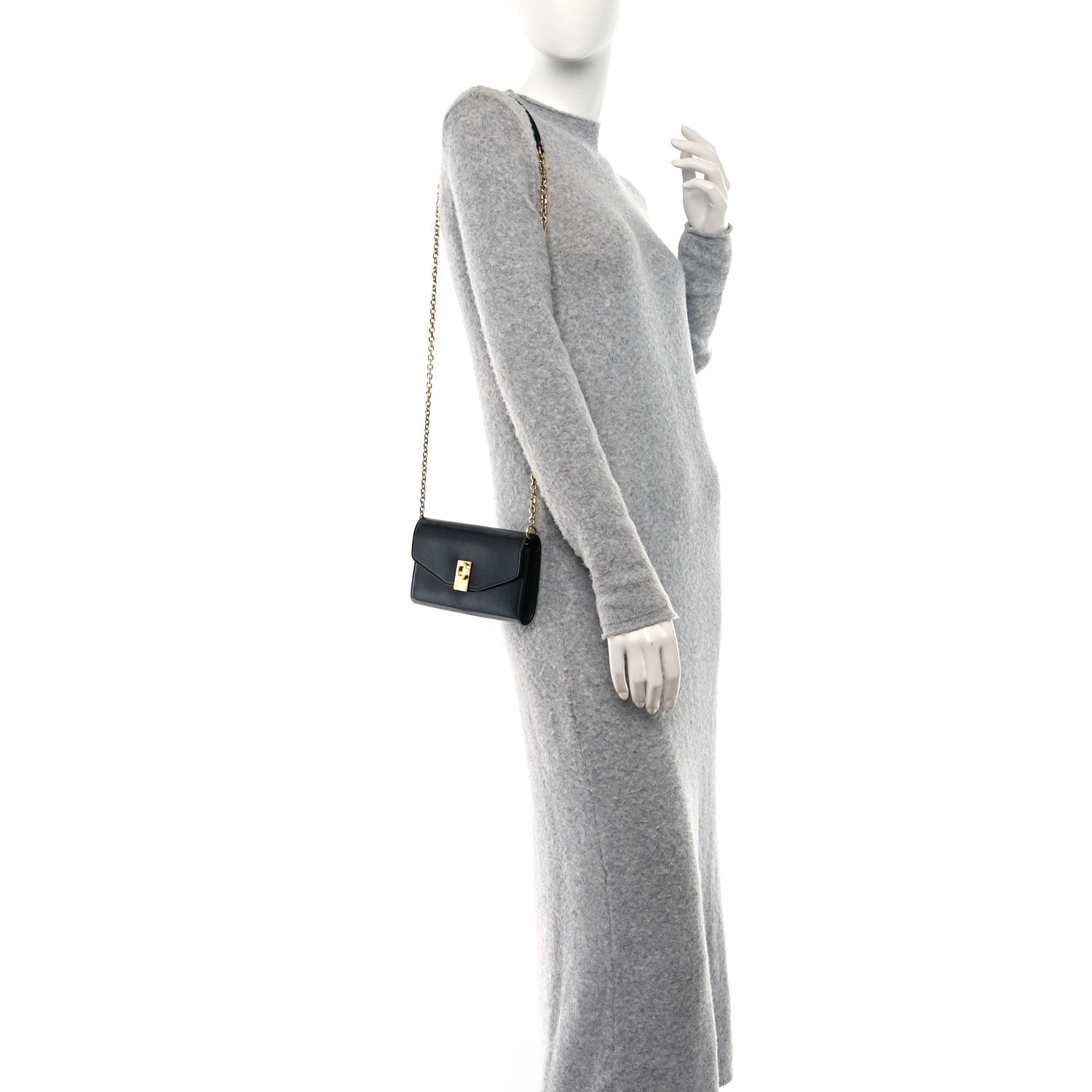 Celine Shiny Smooth Calfskin C Wallet On Chain Bag Black 3 of 8