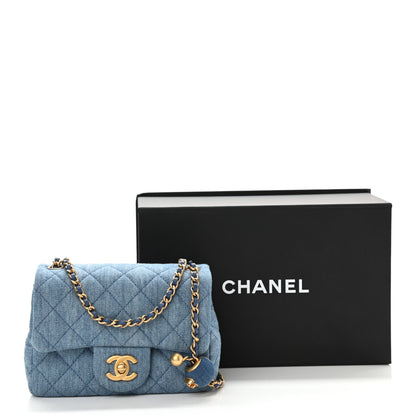 Chanel Denim Quilted Mini Pearl Crush Flap Blue 11 of 11