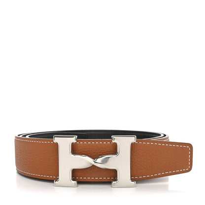 Hermes Box 135 Togo 38mm H Twist Belt 95 38 Black Gold 1 of 5