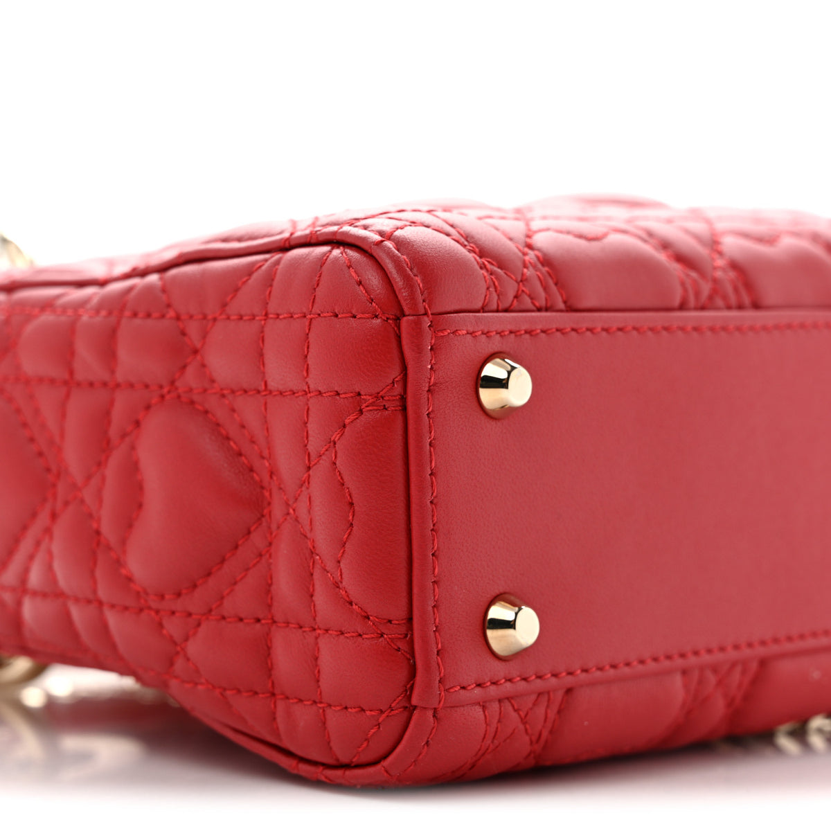 Christian Dior Calfskin Cannage Dioramour Mini Lady Dior Bag Bright Red 9 of 13