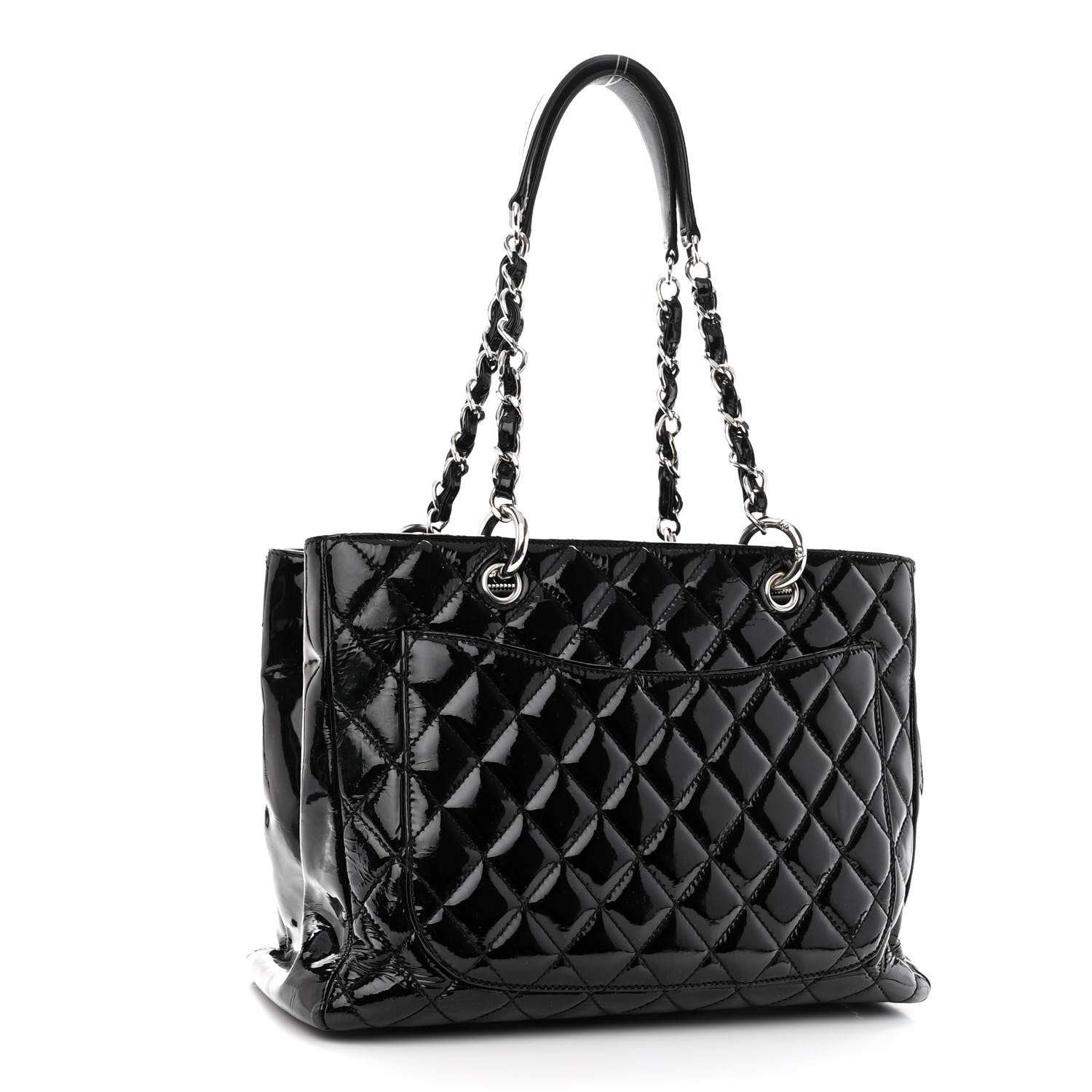Chanel Patent Quilted Grand Shopping Tote GST Black 4 of 11