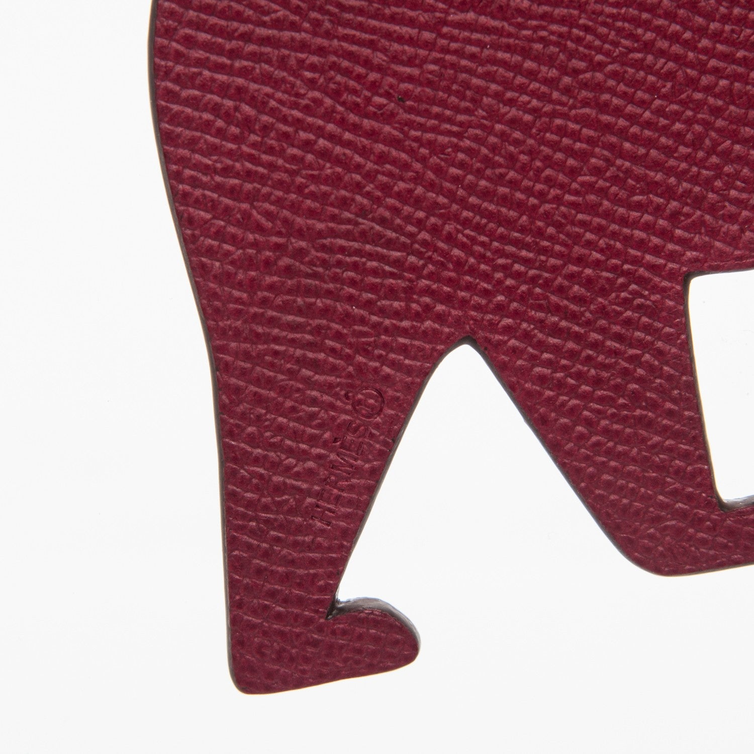 Hermes Epsom Togo Petit H GM Bear Bag Charm Rouge Grenat Alezan 3 of 3