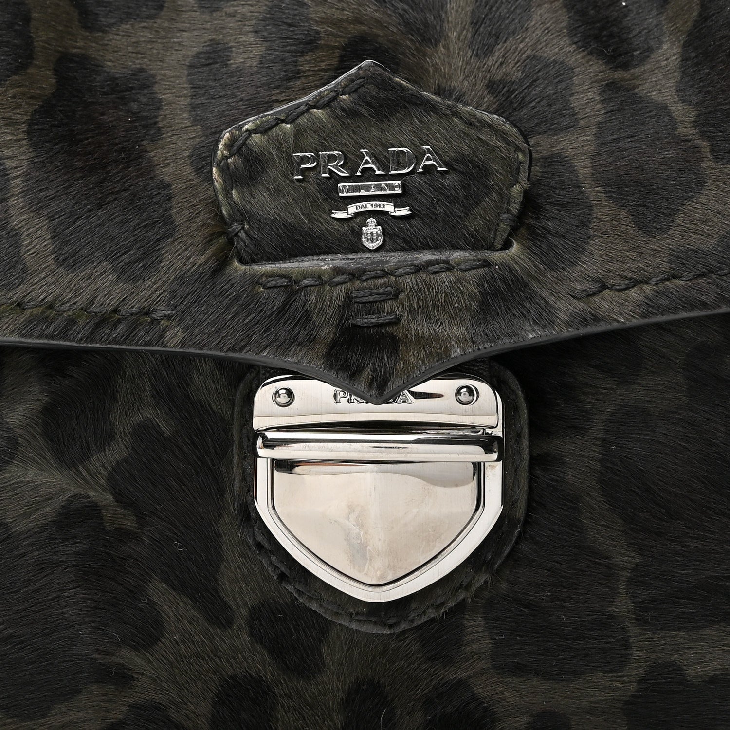 Prada Cavallino Leopard Print Pushlock Envelope Clutch Mimetico 9 of 16