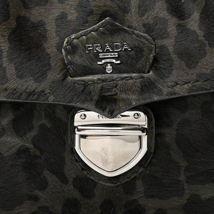 Prada Cavallino Leopard Print Pushlock Envelope Clutch Mimetico 9 of 16