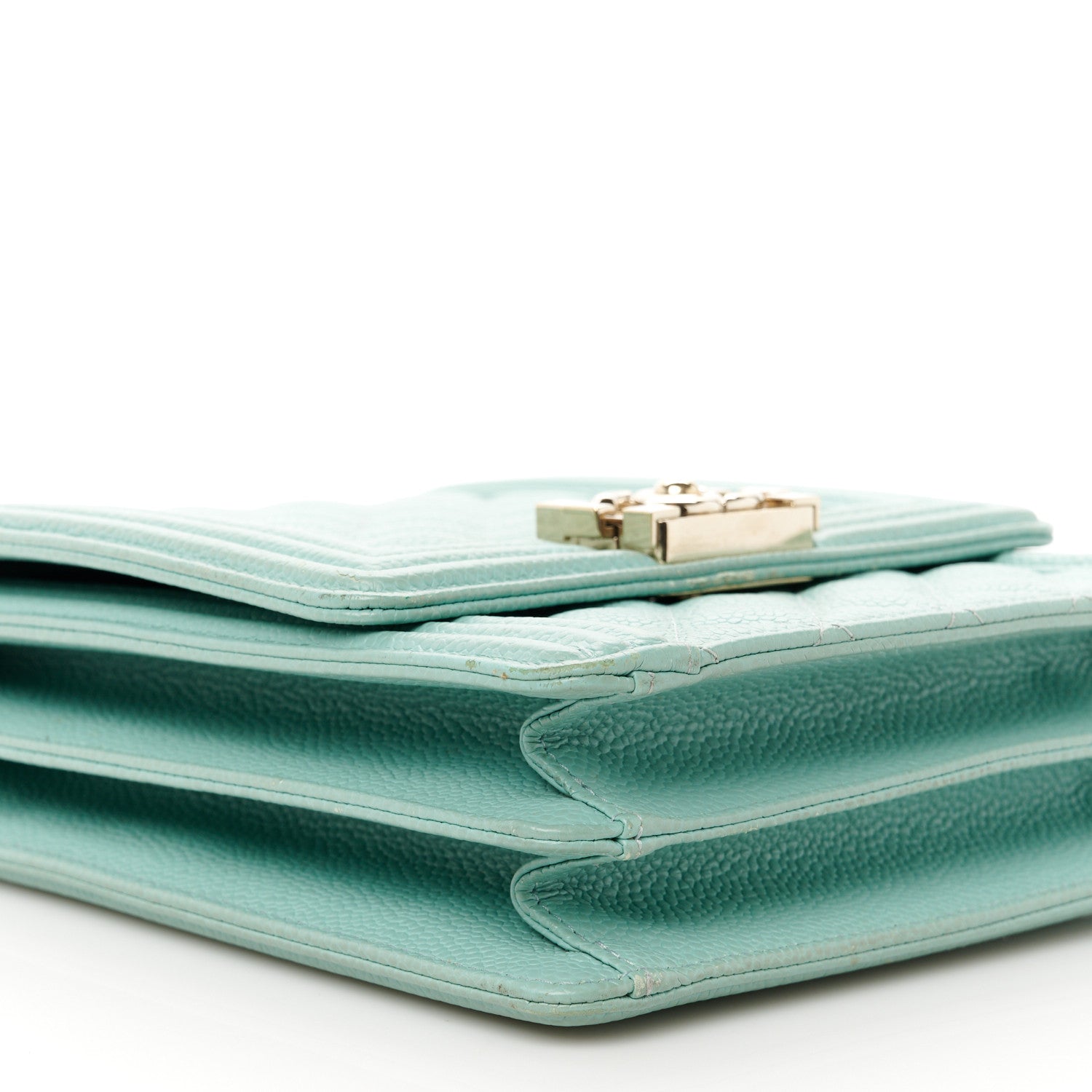 Chanel Caviar Quilted North South Boy Flap Light Blue 9 of 10