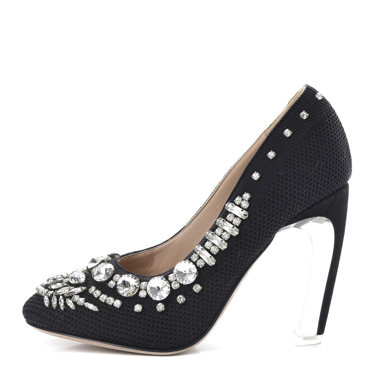 Mesh Crystal Embellished Pumps 36 Black