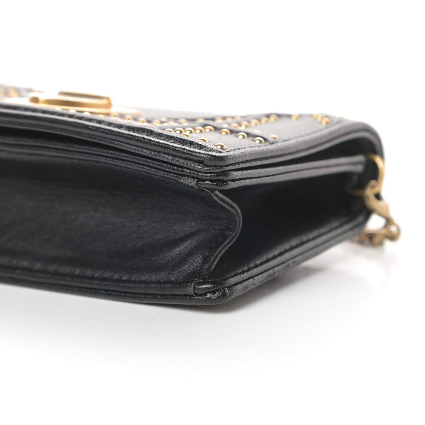 Lambskin Studded Micro Diorama Flap Bag Black