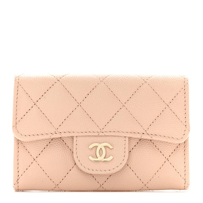 Chanel Caviar Quilted Flap Card Holder Wallet Light Beige 1 of 9