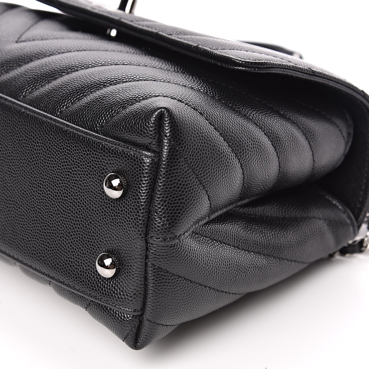 Chanel Caviar Chevron Quilted Mini Coco Handle Flap Black 9 of 11