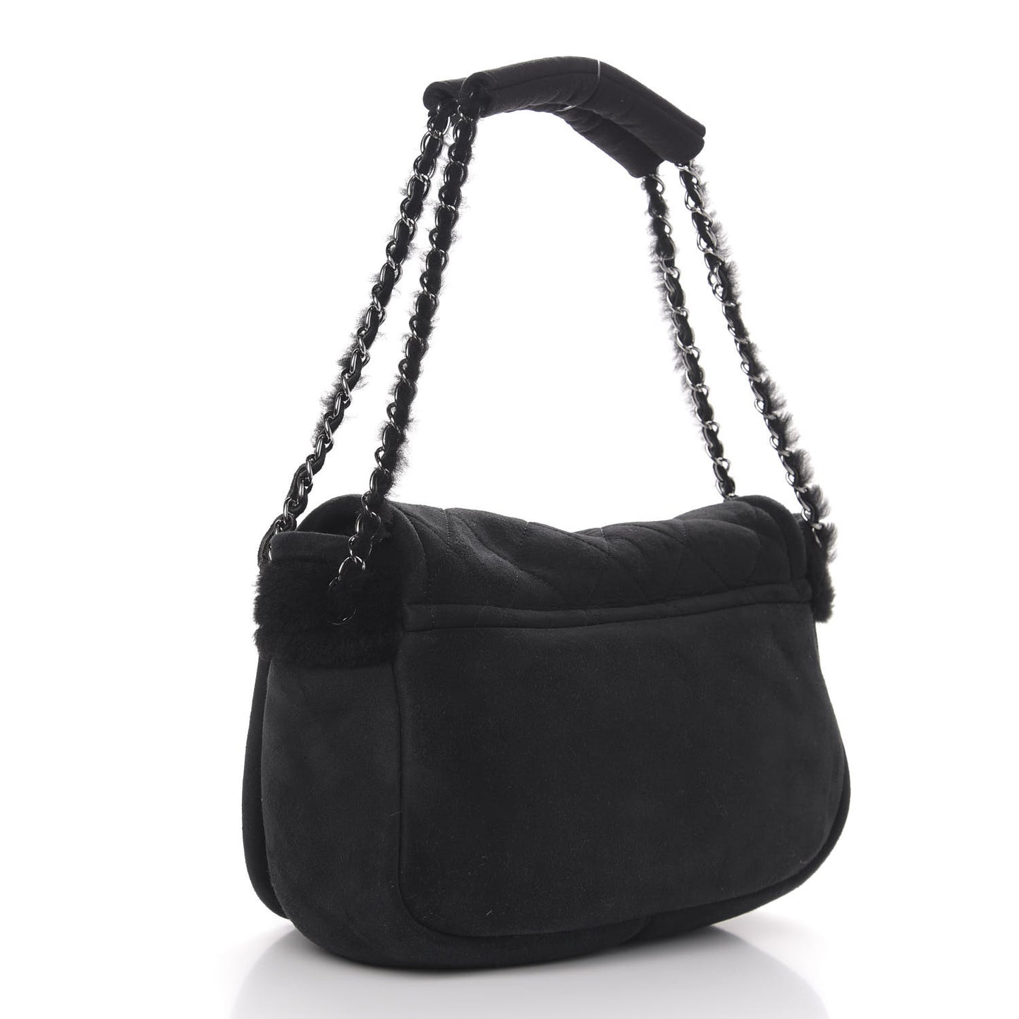 Shearling Quilted Mademoiselle Flap Black