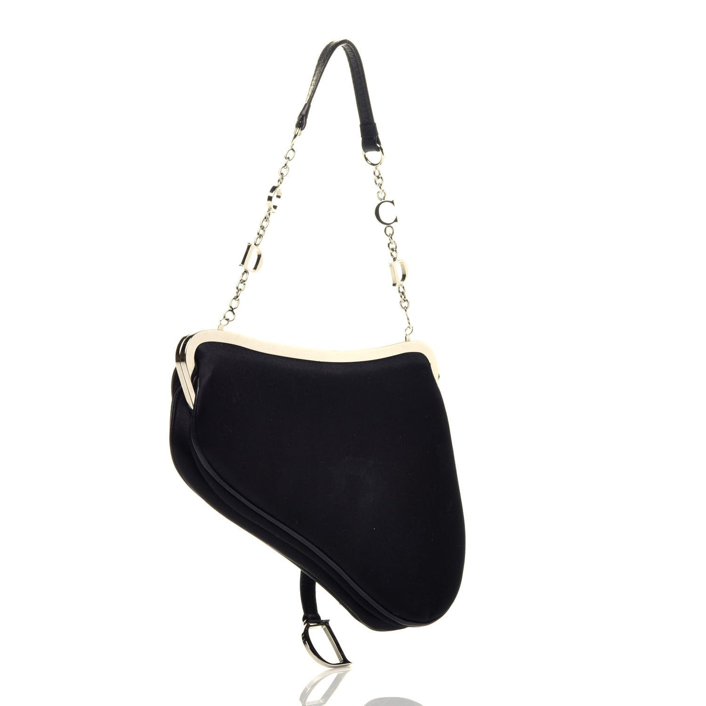 Satin Bead Embroidered Mini Frame Saddle Black
