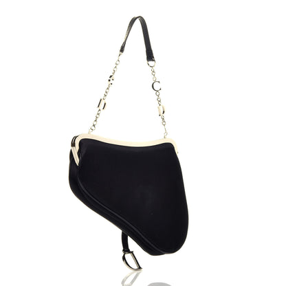Christian Dior Satin Bead Embroidered Mini Frame Saddle Black 3 of 8