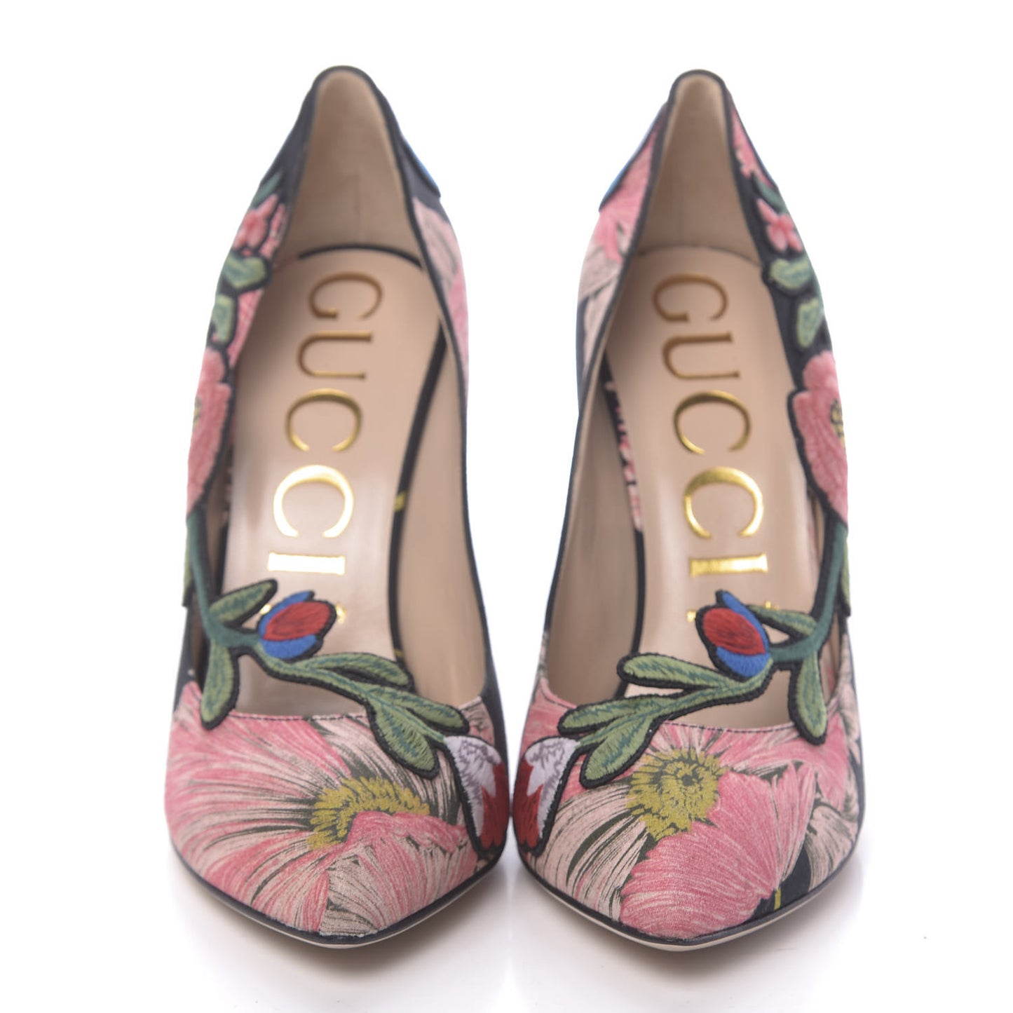 Canvas Flora Print Ophelia High Heel Pumps 40.5 Black Pink