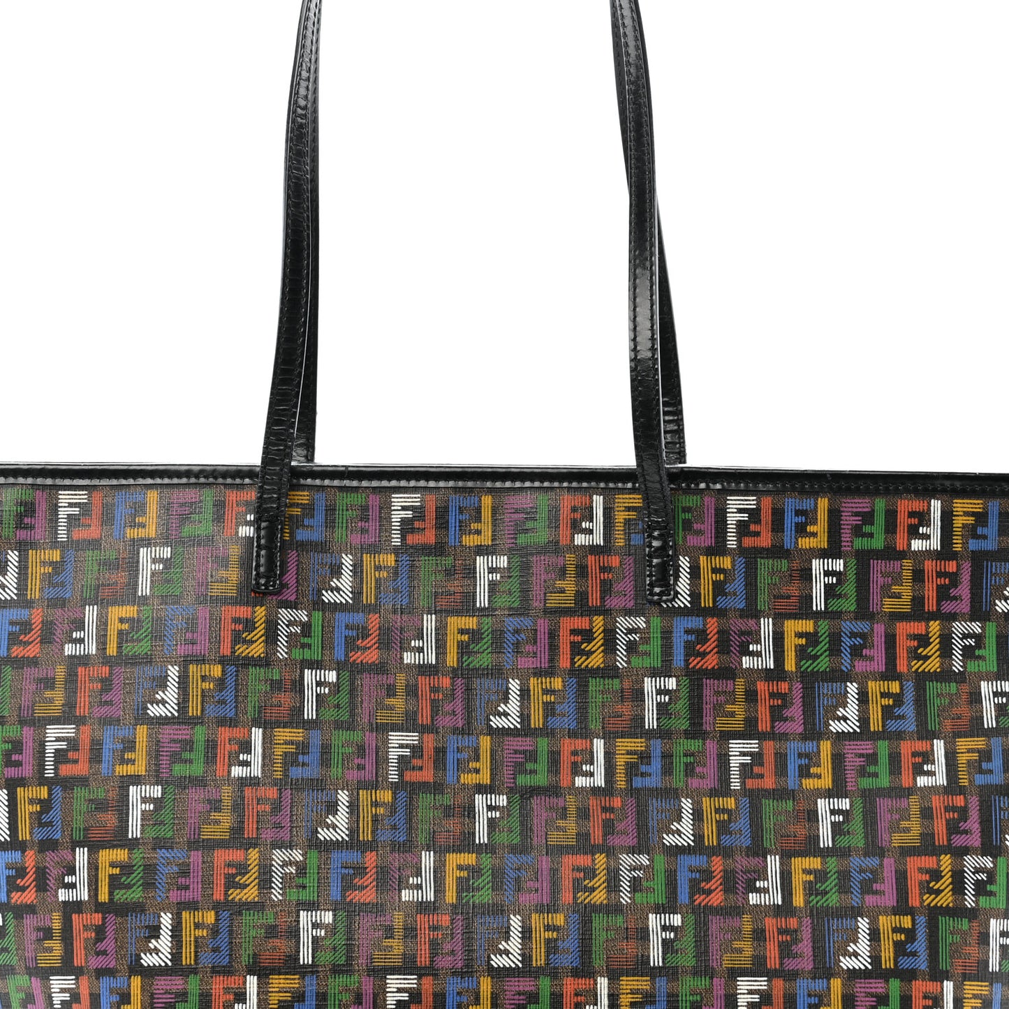 Zucca Spalmati Patent Zucchino Screen Print Medium Roll Tote Tobacco Multicolor Black