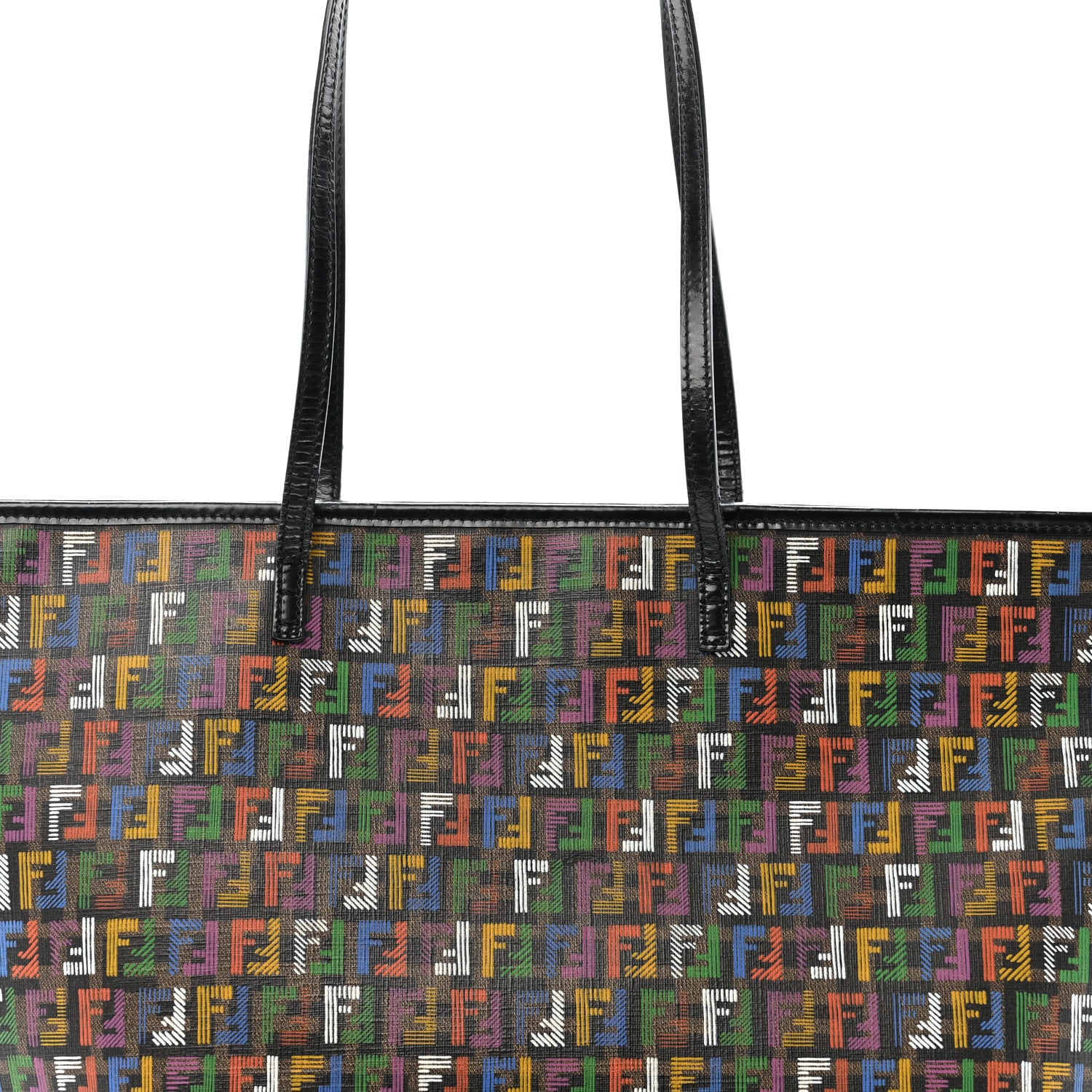 Fendi Zucca Spalmati Patent Zucchino Screen Print Medium Roll Tote Tobacco Multicolor Black 8 of 14
