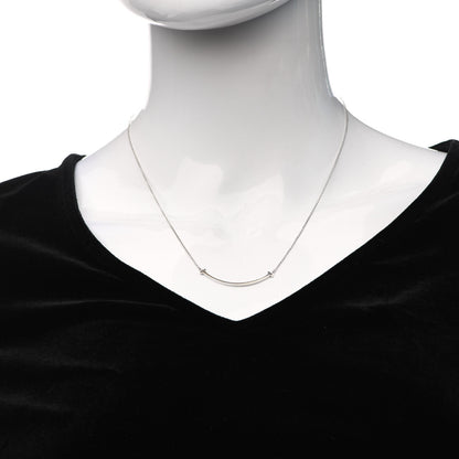 Tiffany 18K White Gold Small T Smile Pendant Necklace 2 of 7
