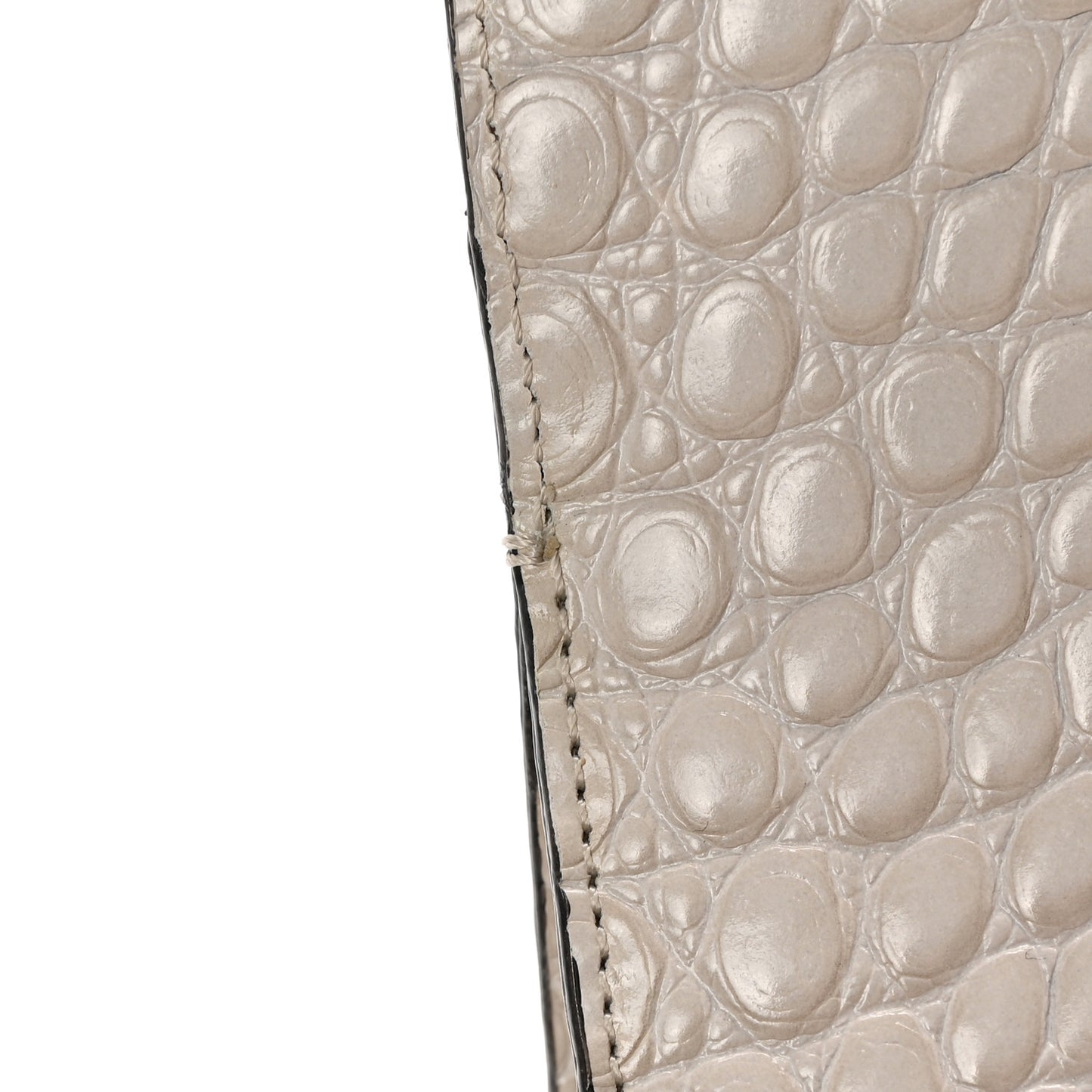 Crocodile Embossed Calfskin Loubi Twist Zip Clutch Bag Craie