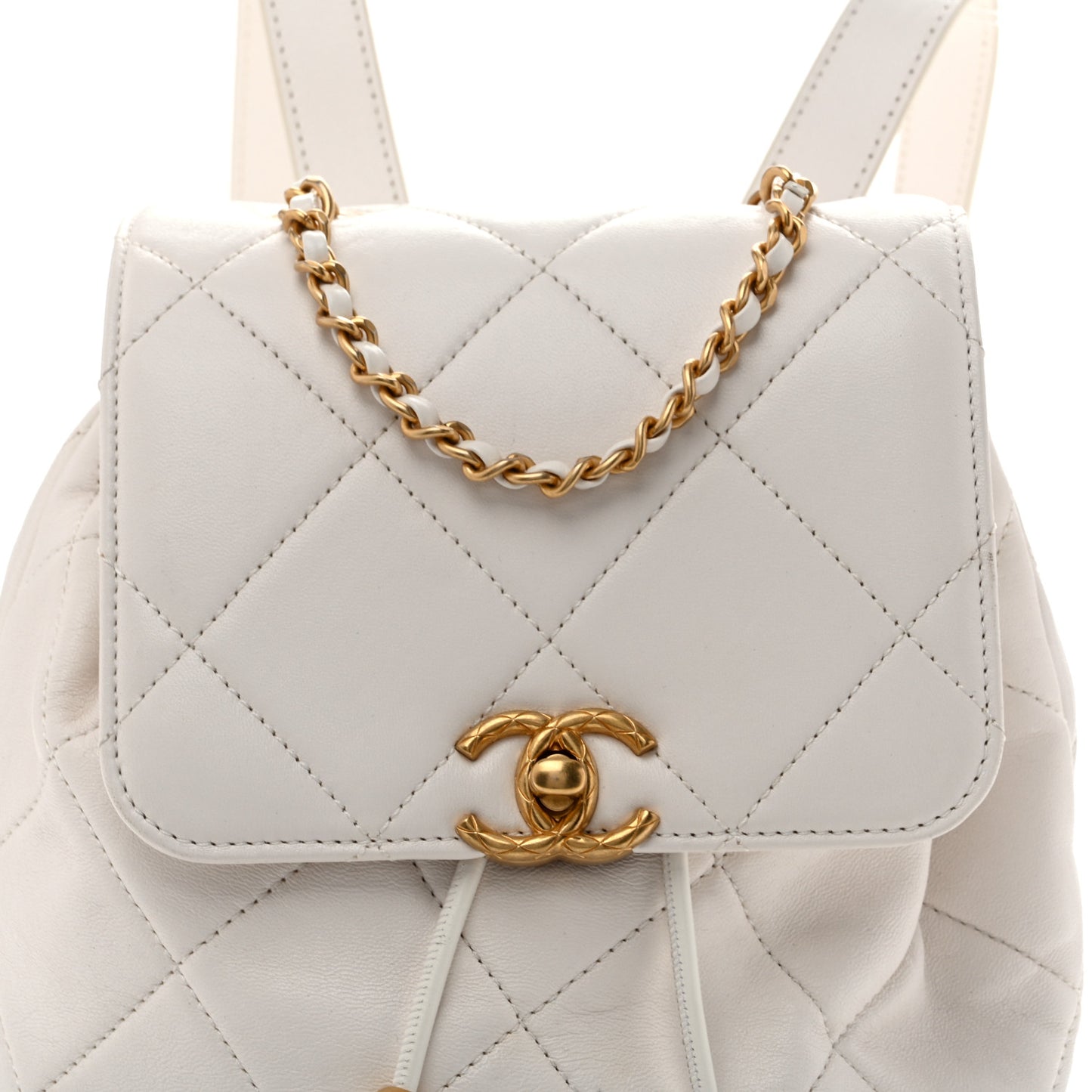 Lambskin Quilted Backpack White