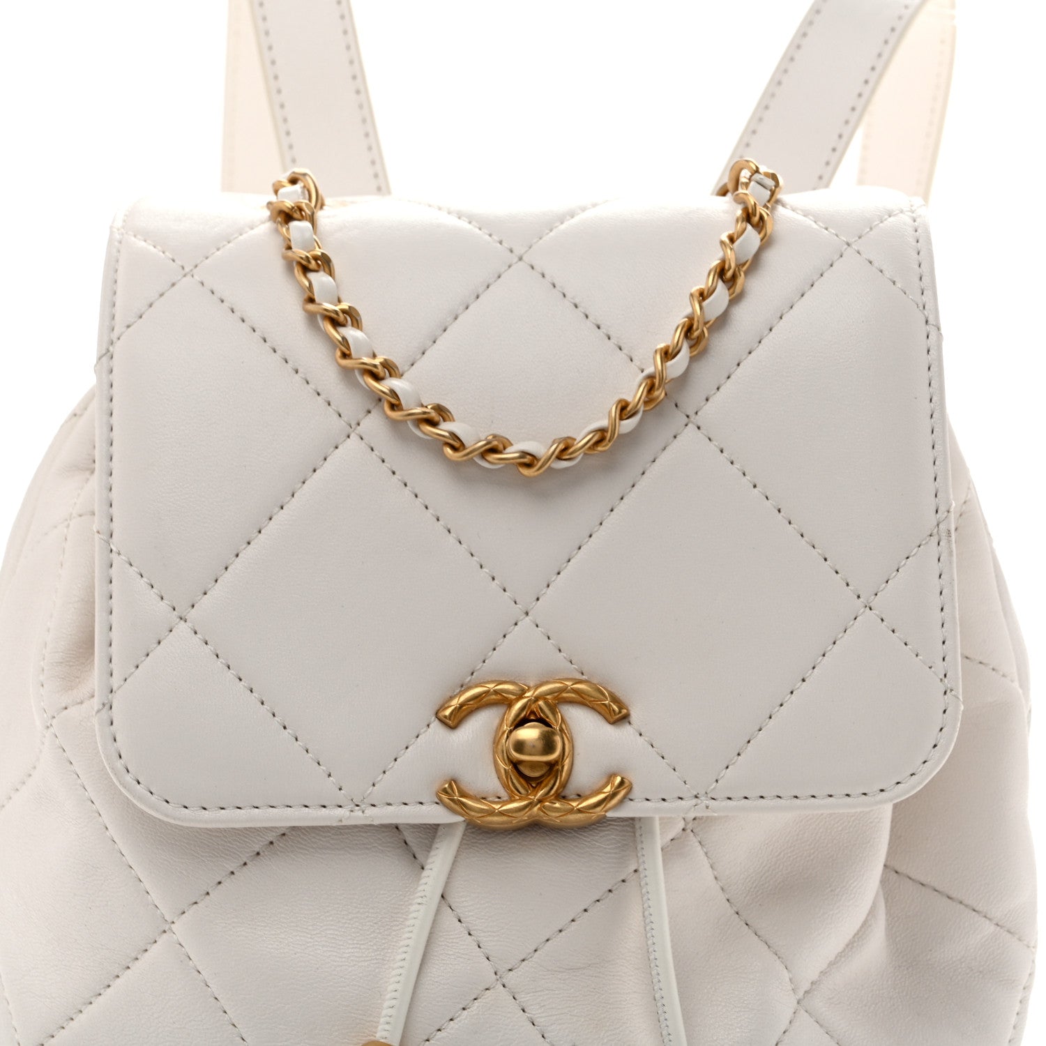 Chanel Lambskin Quilted Backpack White 8 of 14