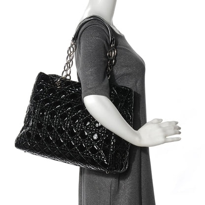 Christian Dior Patent Cannage Dior Soft Shopping Tote Black 2 of 7