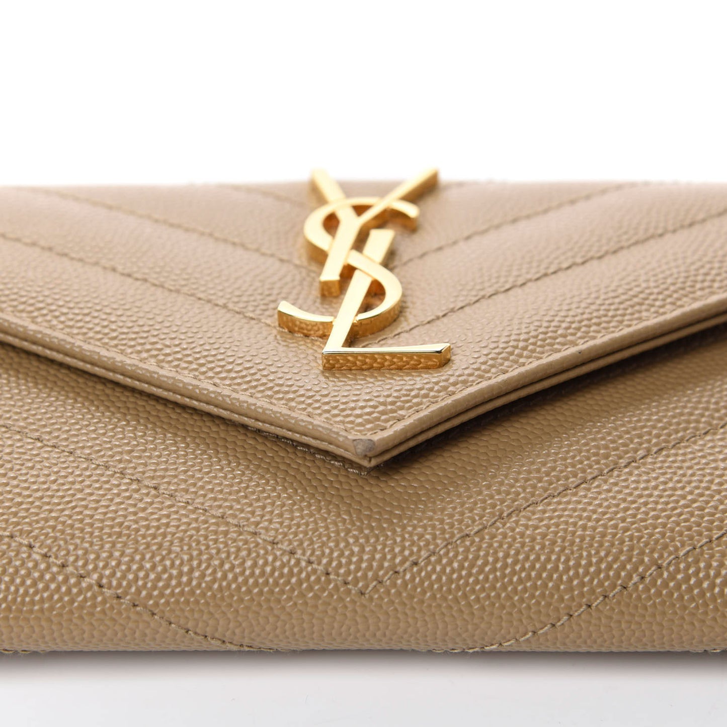 Grain De Poudre Matelasse Chevron Small Monogram Envelope Wallet Darke Beige