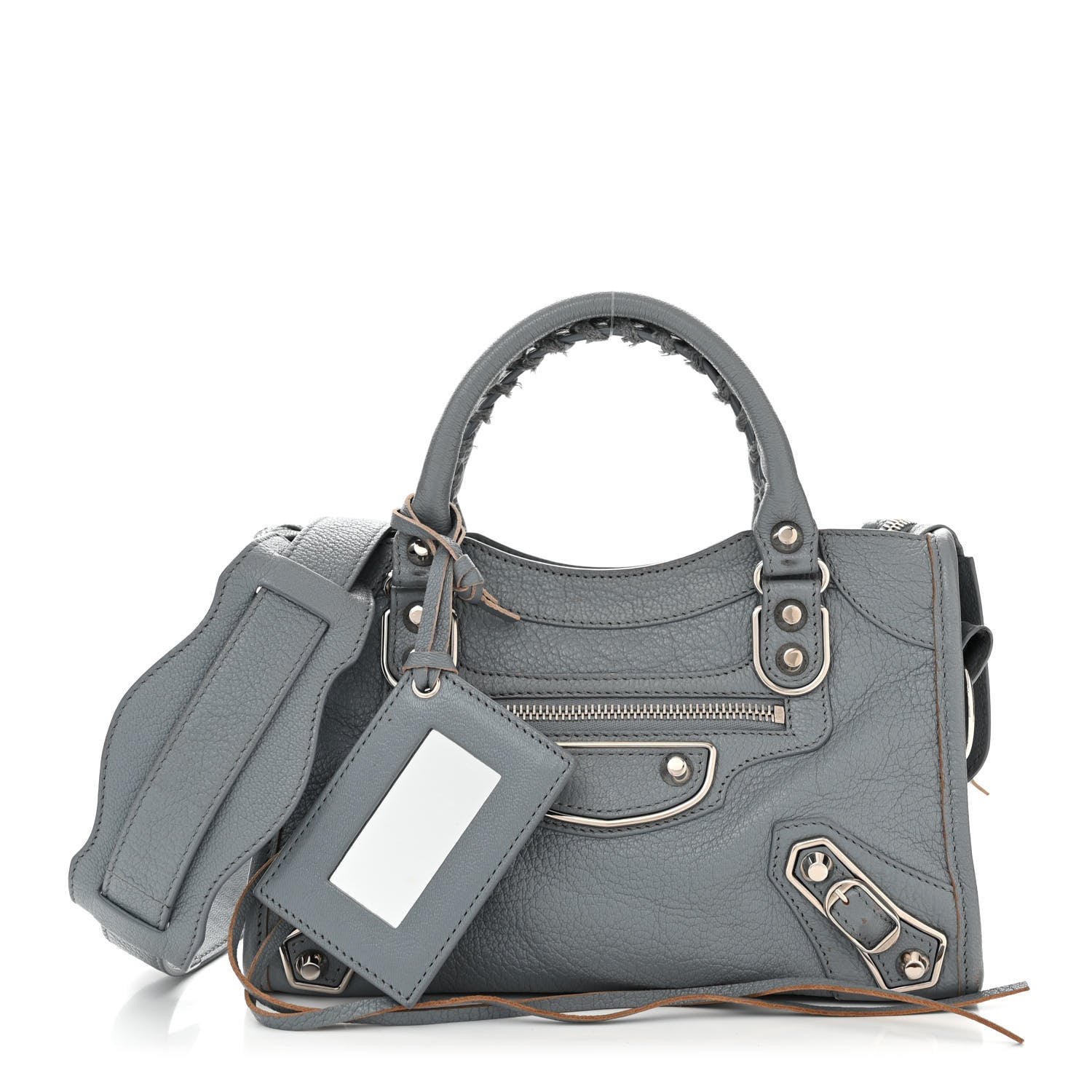 Balenciaga Chevre Silver Metallic Edge Hardware Mini City Bleu Acier 3 of 13