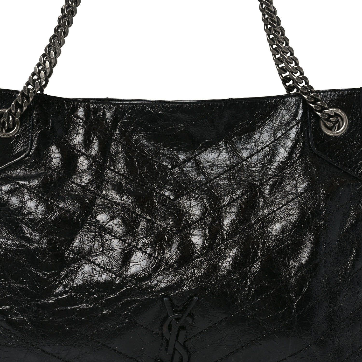 Saint Laurent Crinkled Calfskin Matelasse Monogram Medium Niki Shopper Tote Black 8 of 10