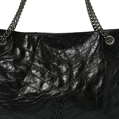Saint Laurent Crinkled Calfskin Matelasse Monogram Medium Niki Shopper Tote Black 8 of 10
